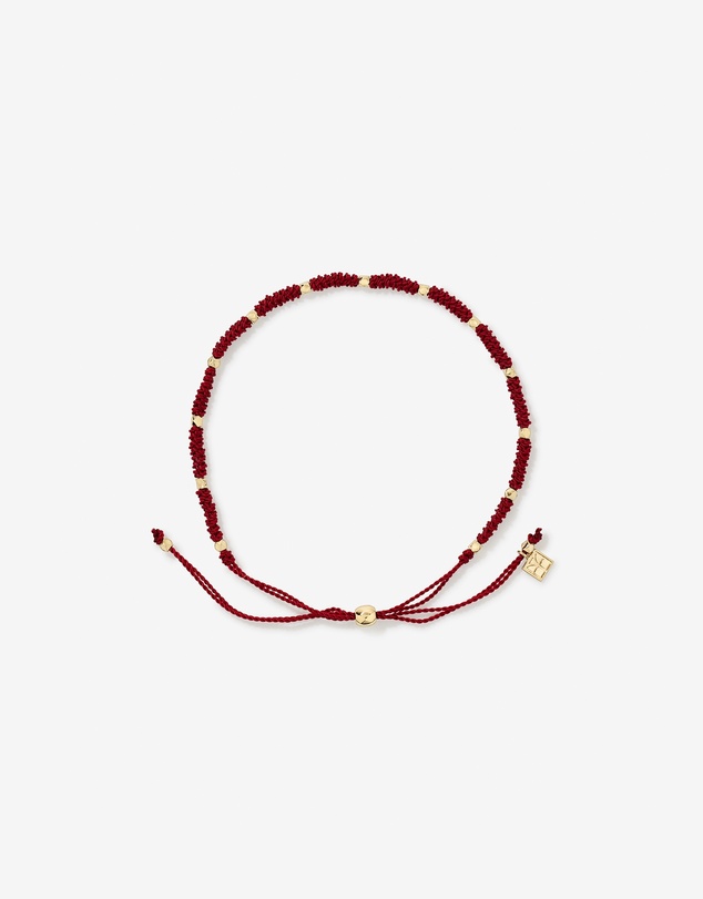 Michael Hill - Burgundy Cord Bead Bracelet in 10kt Yellow Gold