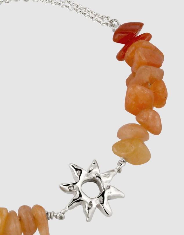 Elli Jewelry - Sunburst Aventurine Bead Bracelet in 925 Sterling Silver