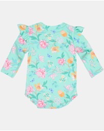 Toshi - Swim Onesie L/S Ripple -  Waratah Mint 1