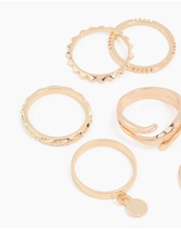 Lovisa - Gold Swirl Mixed Stacking Rings 8-Pack