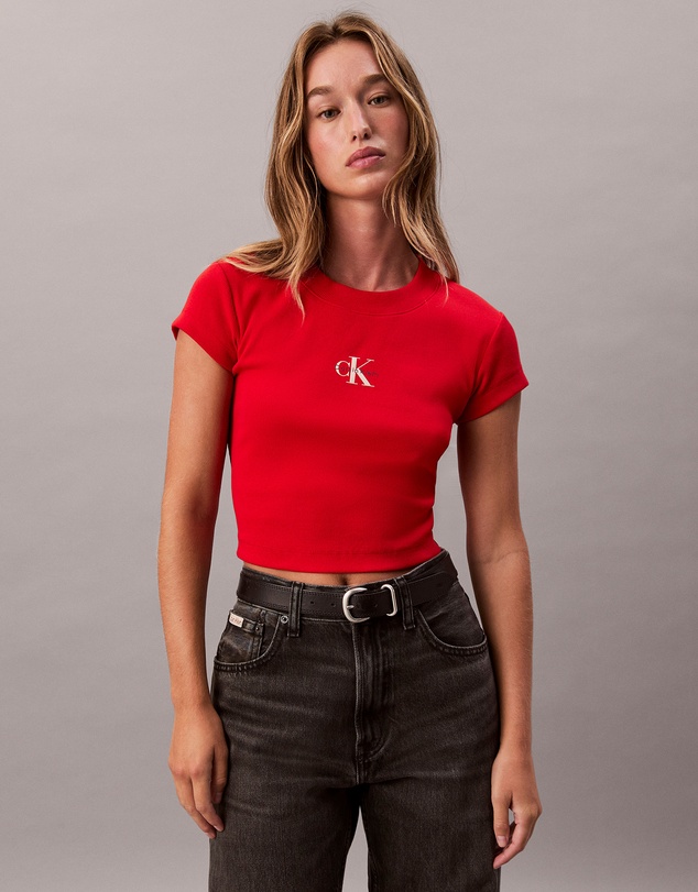 Calvin Klein Jeans - Monogram Logo Ribbed Baby Tee