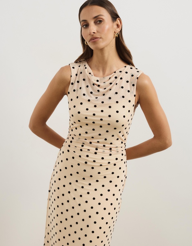 Atmos&Here - Sana Polkadot Mesh Midi Dress