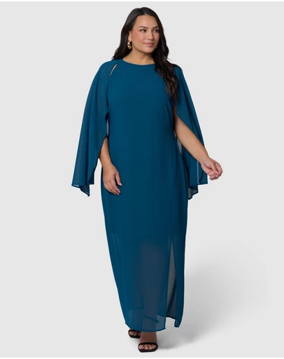 Pink Dusk by Curve Project - Eclipse Cape Maxi Dress