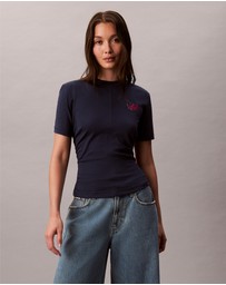 Calvin Klein Jeans - Script Logo Graphic Gathered T-Shirt