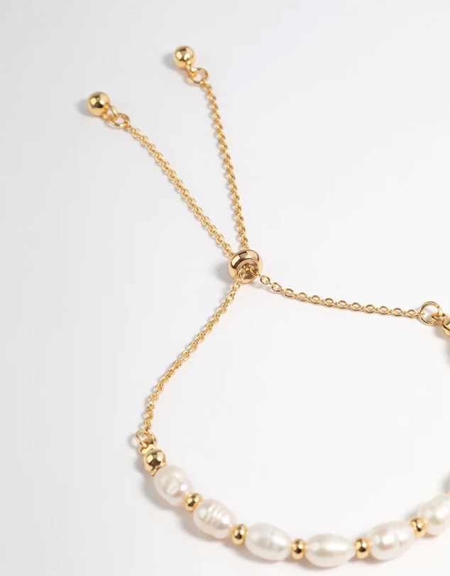 Lovisa - Gold Plated Freshwater Pearl Chain Toggle Bracelet