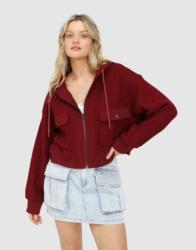 Belle & Bloom - Fireside Cropped Utility Zip Jacket