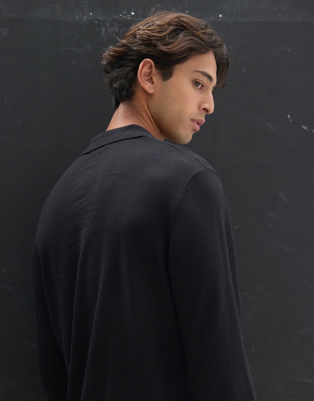 AERE - Linen Blend Knit Polo Long Sleeved