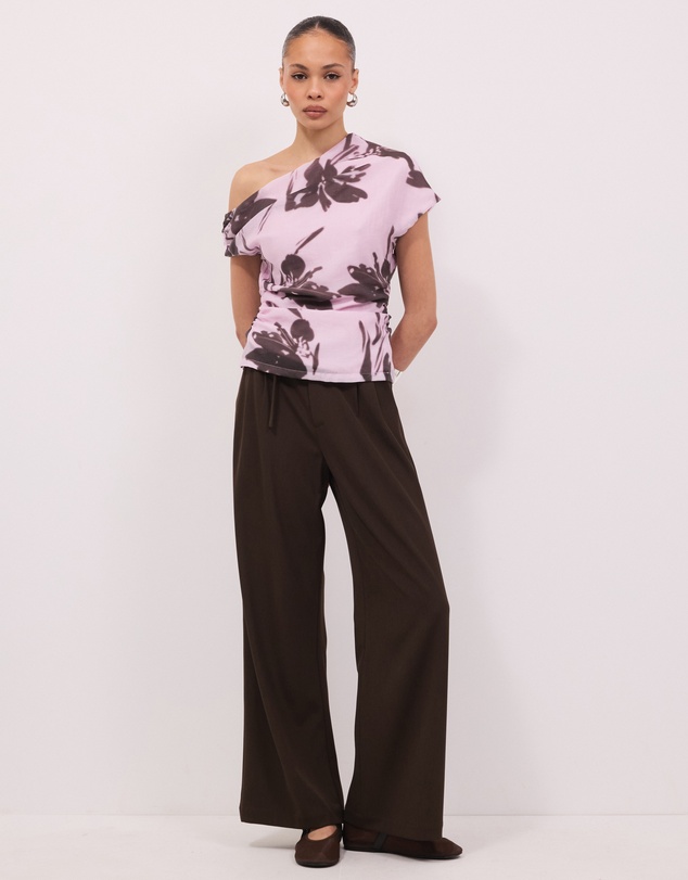 Calli - Lola Asymmetrical Floral Print Draped Top