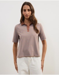 Atmos&Here - Lyra Short Sleeve Stripe Polo