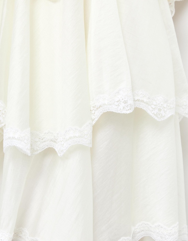 AERE - Idalia Tiered Lace Trim Mini Dress
