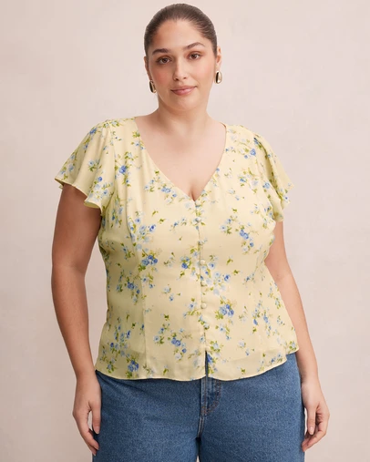 Forever New Curve - Daphne Curve Flutter Blouse