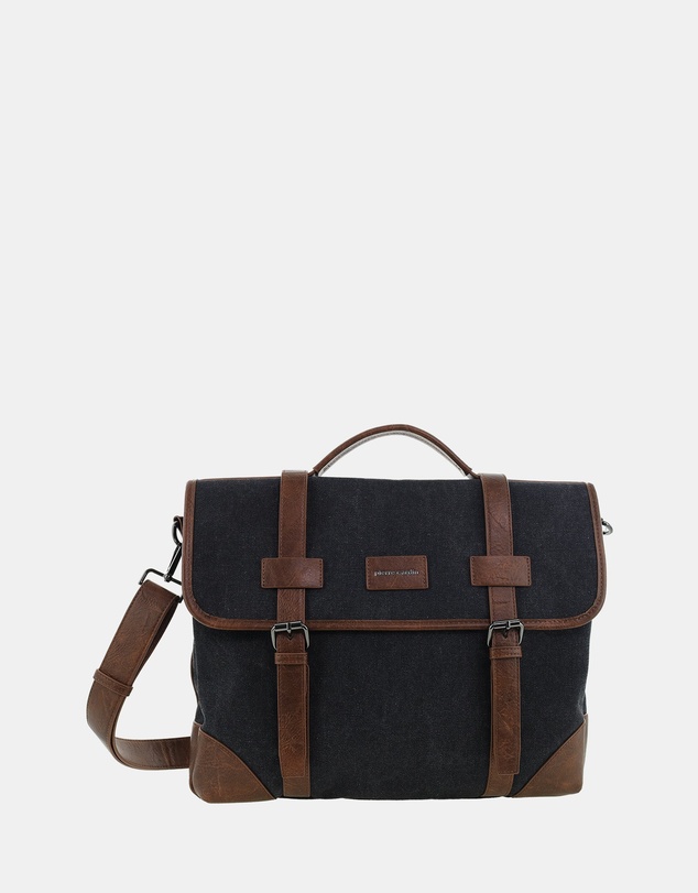 Pierre Cardin - Pierre Cardin Canvas Laptop Satchel Bag