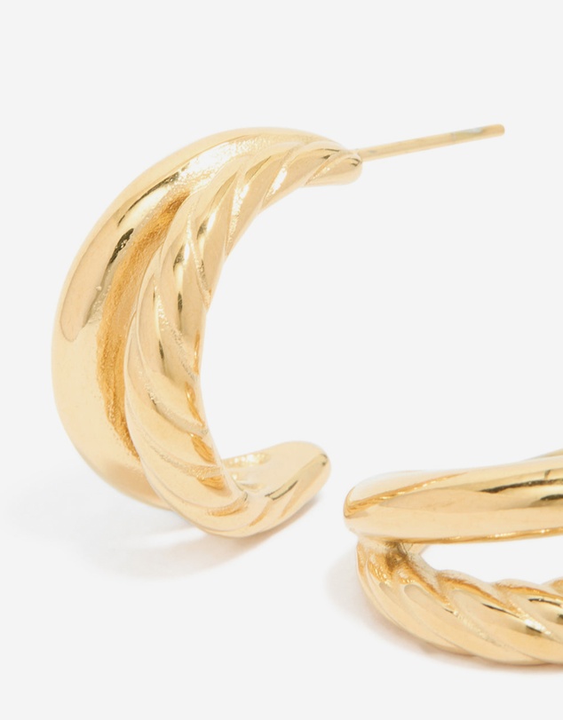 Lovisa - Waterproof Gold Plated Stainless Steel Ribbed Illusion Hoop Earrings