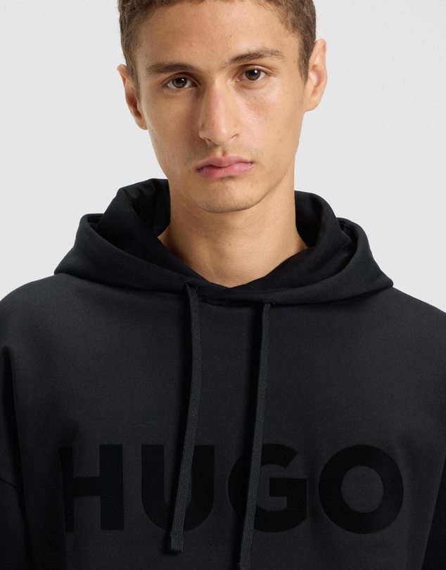 HUGO - Oversized-Fit Hoodie in Cotton Terry With Reflective Logo