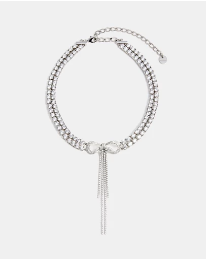Self Portrait - Double Crystal Bow Choker