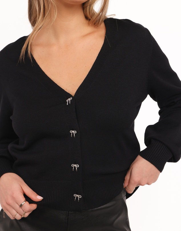 Petal & Pup - Josey Bow Button Cardigan - Black