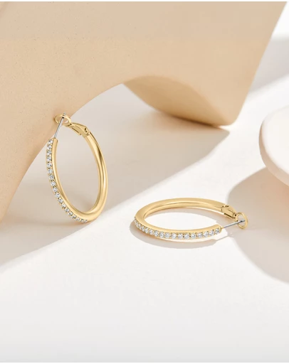 Mestige - Bailee Hoops Earrings embellished with crystals by Swarovski® - 18K Gold Plated