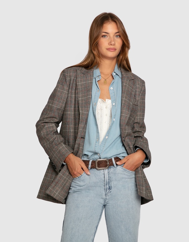 Belle & Bloom - Paris Grid Single Breasted Blazer