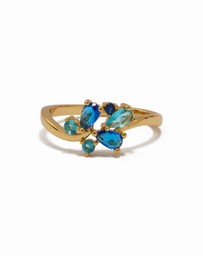 Lovisa - Gold Plated Blue Cubic Zirconia Cluster Ring