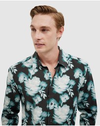 Politix - Distorted Floral Printed Long Sleeve Shirt