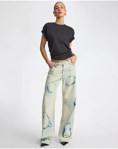 ONE TEASPOON - Revival Tie-Dye Lowriders Low Waist Wide Leg Denim - Tie Dye Dreams