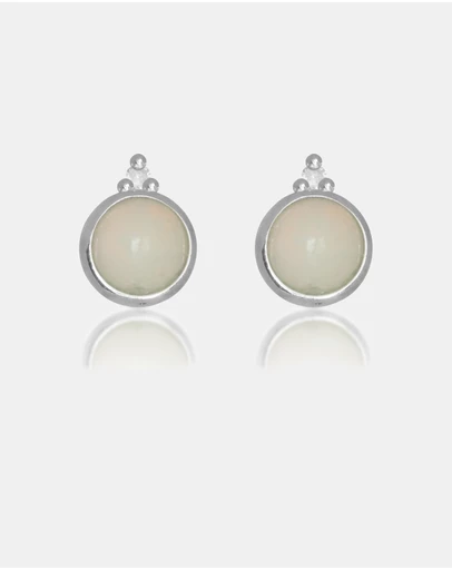 Georgini - Natural Opal And Two Natural Diamond October Silver Earrings