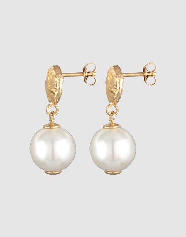 Elli Jewelry - Pearl Coin Stud Earrings in Gold-Plated 925 Silver