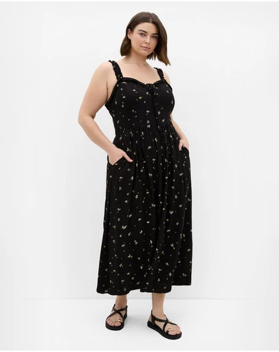 City Chic - Gracy Rosy Print Midi Dress