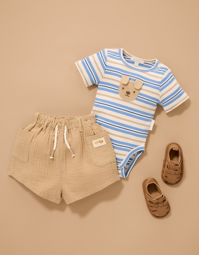Purebaby - Crinkle Cotton Shorts-Babies