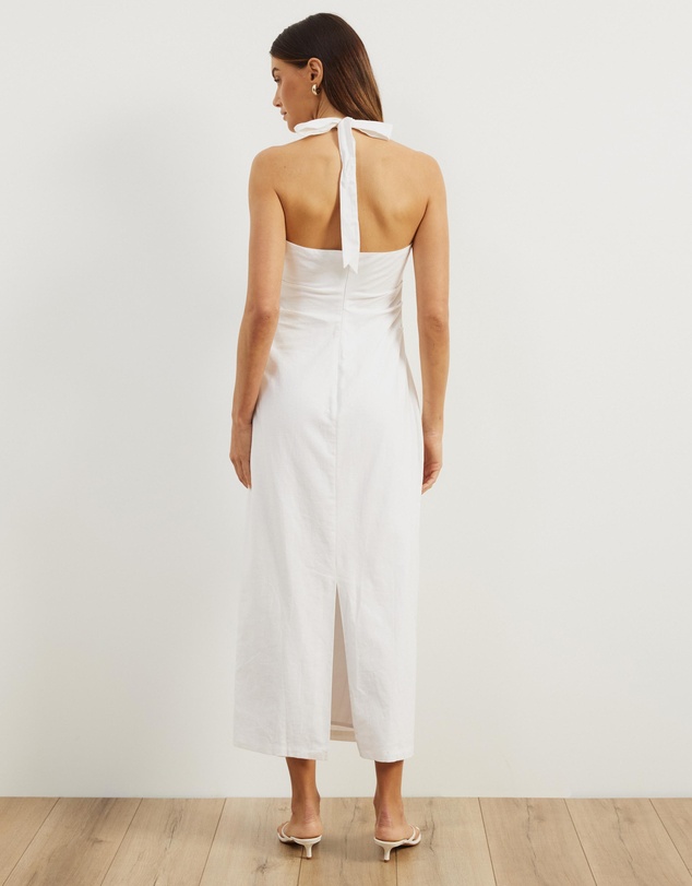 Atmos&Here - Bec Halter Neck Linen Blend Midi Dress