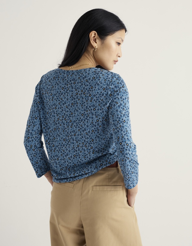Seasalt - Seasalt Cornwall Blue Kellow 3/4 Sleeve Jersey Top