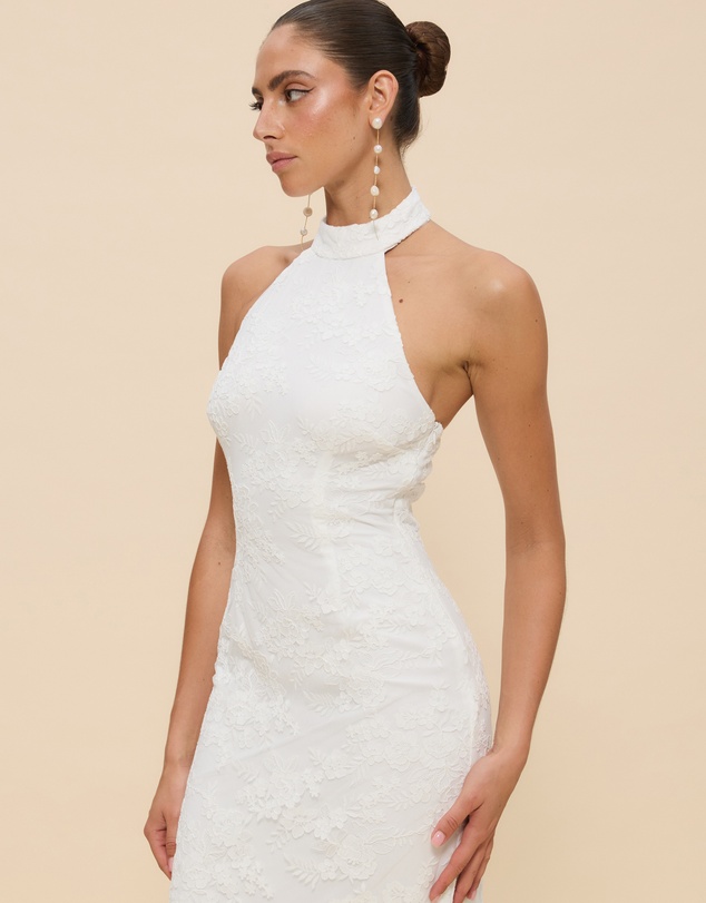 CHANCERY - Lara Lace High Neck Halter Maxi Dress