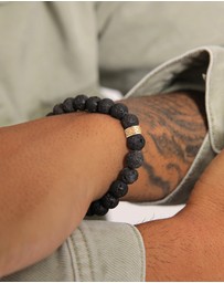 Kuzzoi - ICONIC EXCLUSIVE - Bracelet Lava Black Vintage in 925 Sterling Silver Gold Plated