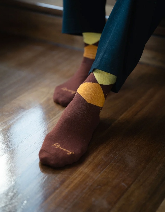 Swanky Socks - Amber Gold Argyle