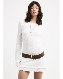 Subtitled - Kerala Frilled Knit Long Safe Mini Dress