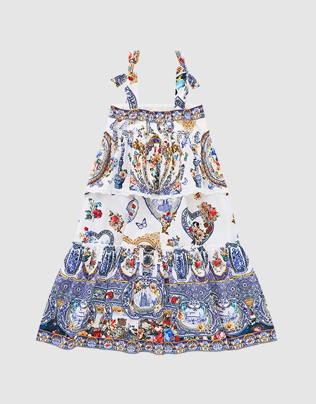 Camilla - Bow Strap Tiered Maxi Dress - Kids-Teens