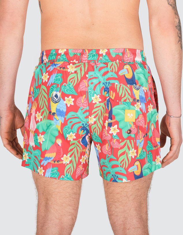 Skwosh - Bird Sanctuary Men's Eco Swim Shorts in Red