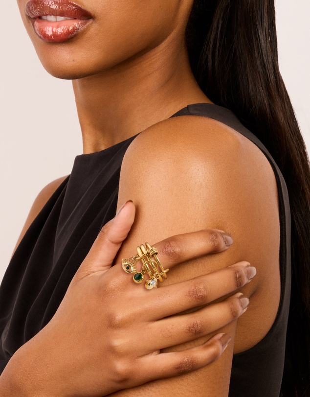 Lovisa - Waterproof Gold Plated Stainless Steel Evil Eye Charm Stacked Ring