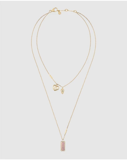 Philipp Plein - PLEIN CRYSTAL TAG IP Yellow Gold Crystals Double Necklace