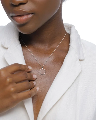 Elli Jewelry - Rock Crystal Disc Necklace in 925 Silver