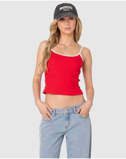 EDIKTED - Franky Ribbed Contrast Tank Top