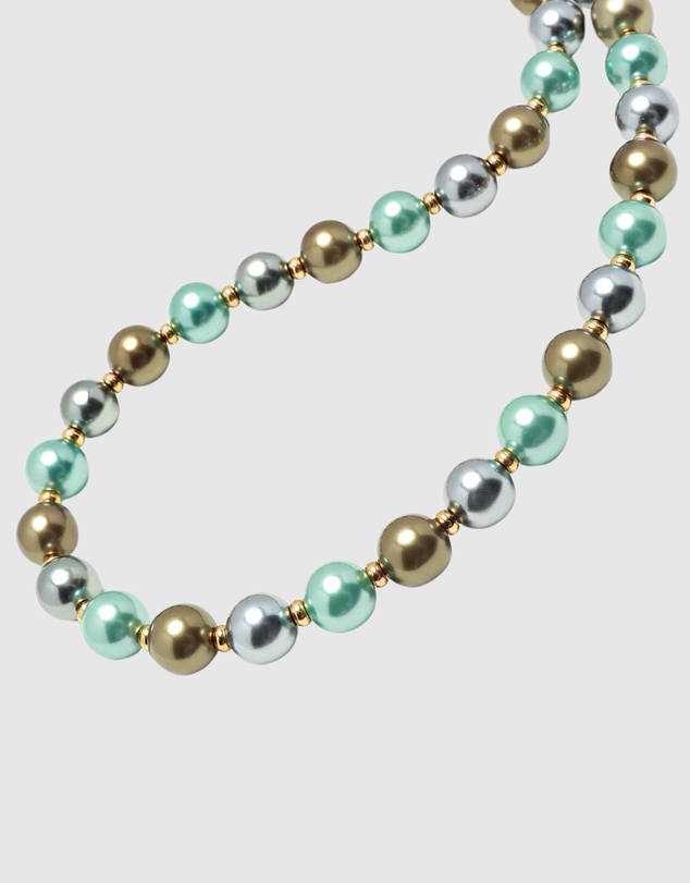 Nialaya Jewellery - 10mm Pastel Metallic Pearl Necklace with Gold