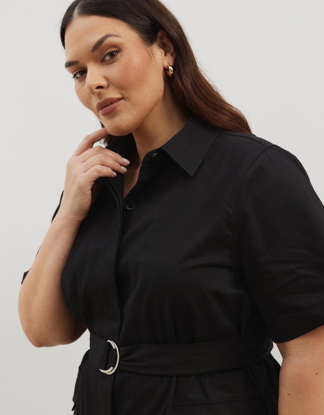 Atmos&Here Curvy - Amy Cotton Drill Mini Shirt Dress
