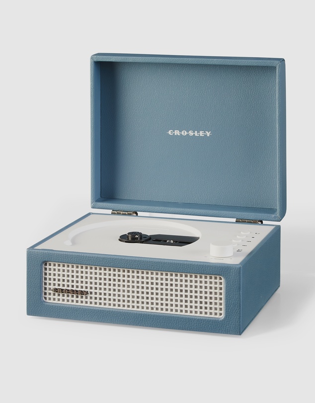 Crosley - Crosley Voyager Portable Retro CD Player with Stereo Bluetooth Speakers, FM Radio - Washed Blue
