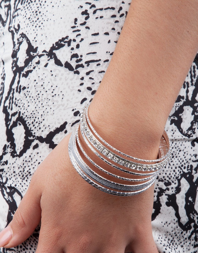 Lovisa - Silver Cup Chain Glitter Multi Bangle