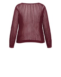 City Chic - Plus size Crochet Slouch Top - berry