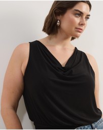 Atmos&Here Curvy - Saffron Mesh Cowl Neck Bodysuit