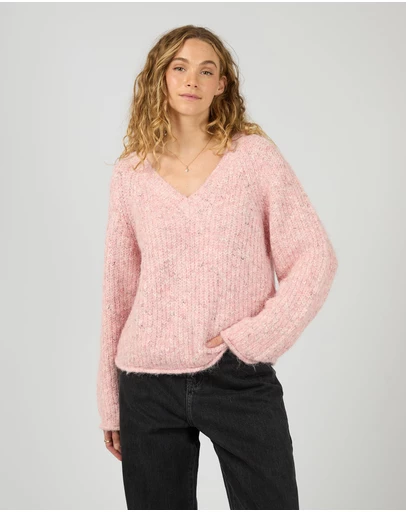 All About Eve - Devon V Neck Jumper Pale Pink