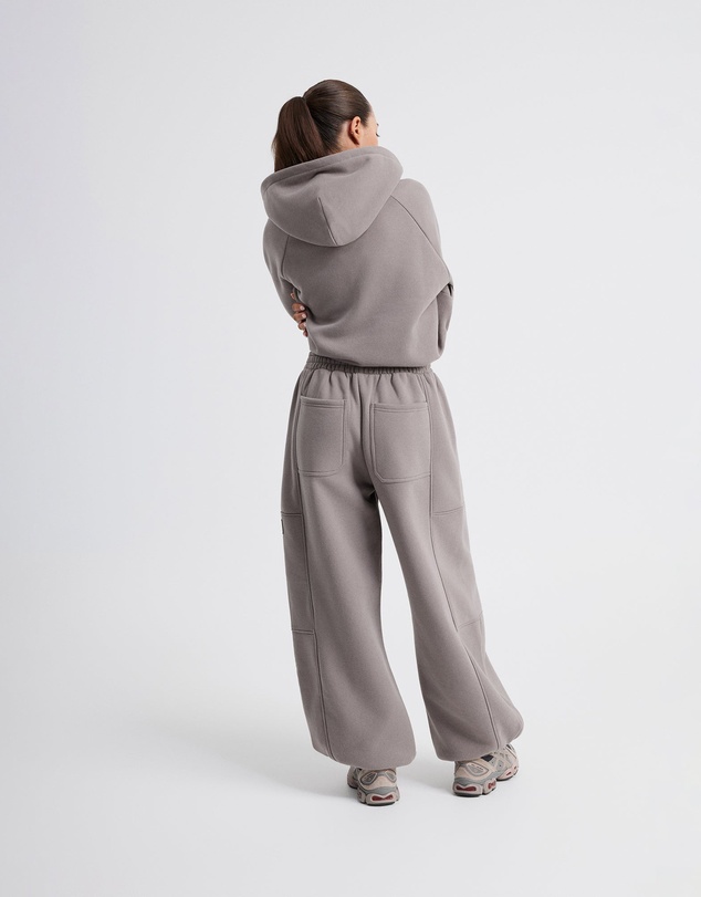 Upstate - Plush Cropped Half Zip Hoodie - Cinder