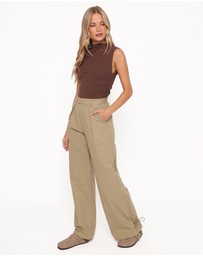 Petal & Pup - Asher Tie Detail Tapered Leg Pants - Olive